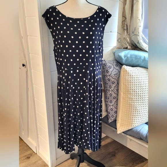 LOFT Dresses & Skirts - Polka Dot Navy Dress